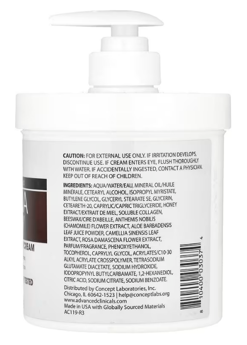 ADVANCED CLINICALS | 皮膚至尊麥盧卡蜂蜜乳霜 454克 (主打麥盧卡蜂蜜 蜂皇漿 蜂膠 蜂蠟)