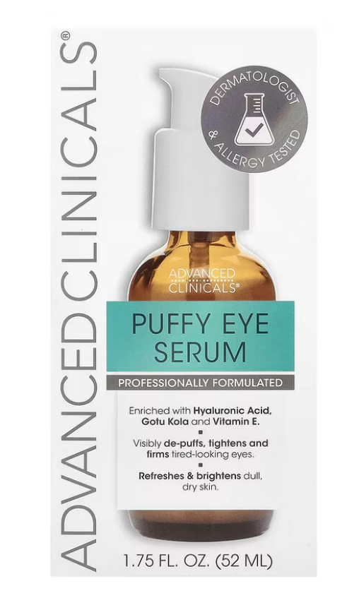 ADVANCED CLINICALS | 去水腫浮腫眼部精華 52毫升 (含2%胜肽精華 蘆薈 綠茶 玫瑰 積雪草精華)