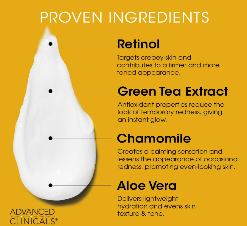 ADVANCED CLINICALS | 高級醫學視黃醇抗皺乳霜 454克 (主打視黃醇 綠茶素 蘆薈 洋甘菊精華) - EXP: 2028.05 (2025年全新包裝現已上市)