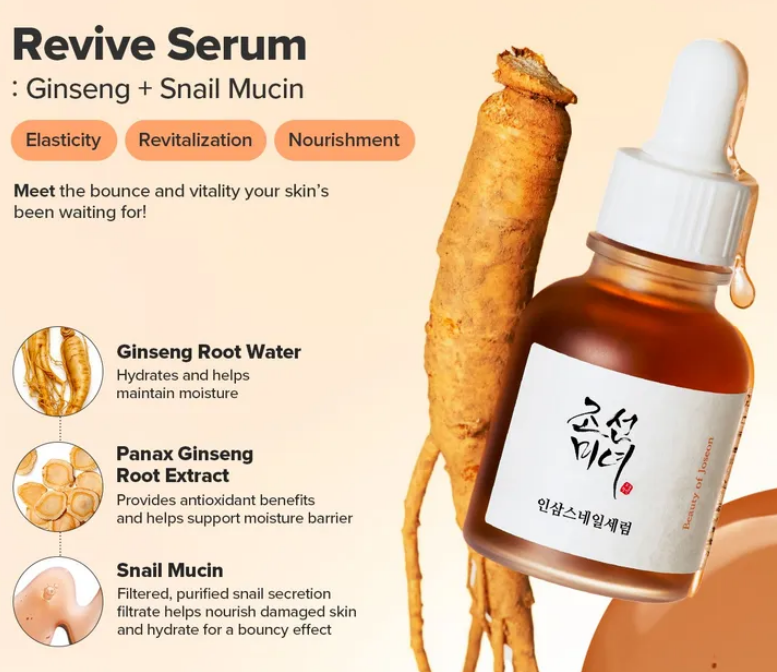 BEAUTY OF JOSEON | 修復精華液: 人參+蝸牛粘蛋白, 60ml - 原裝行貨 (有效抗皺 祛痘印) - EXP: 2027.12