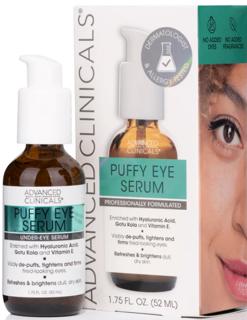 ADVANCED CLINICALS | 去水腫浮腫眼部精華 52毫升 (含2%胜肽精華 蘆薈 綠茶 玫瑰 積雪草精華)